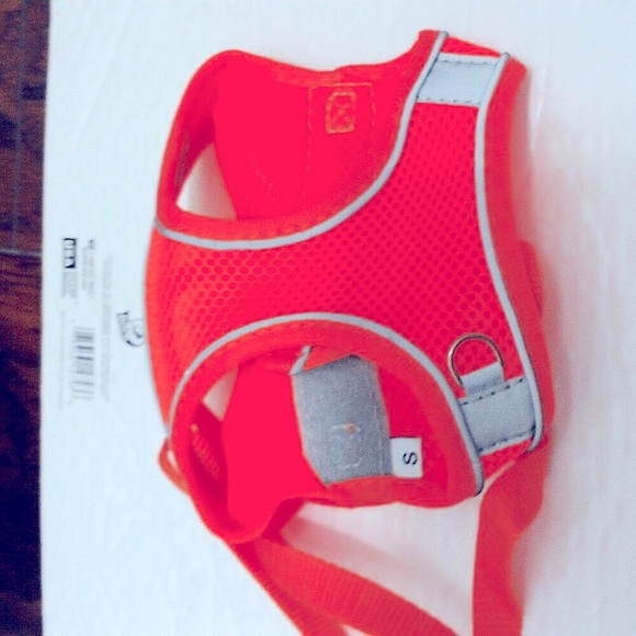 Pet Harness Safety Vest Orange w Reflective Strip Small or Medium Dogs or Cats - Picture 2 of 6